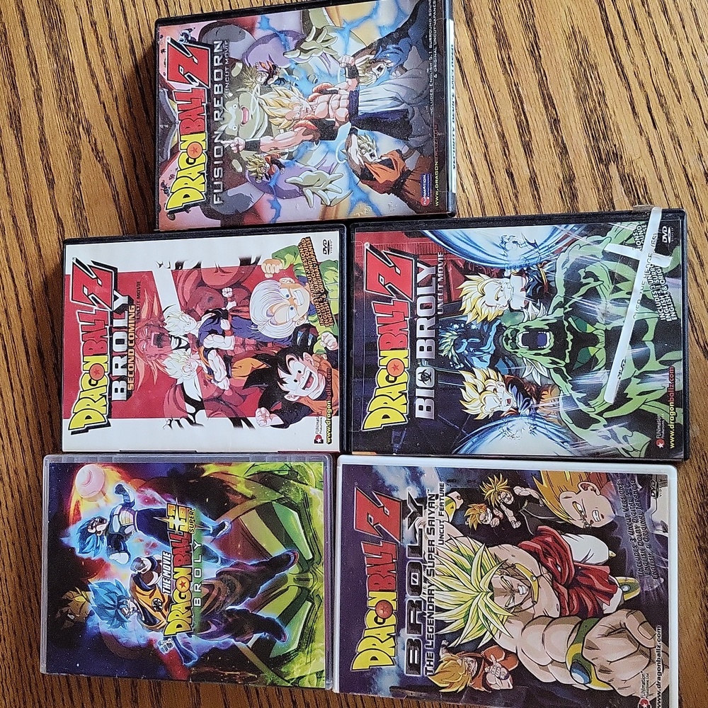 A set of 5 Dragon Ball Z Broly anime movies